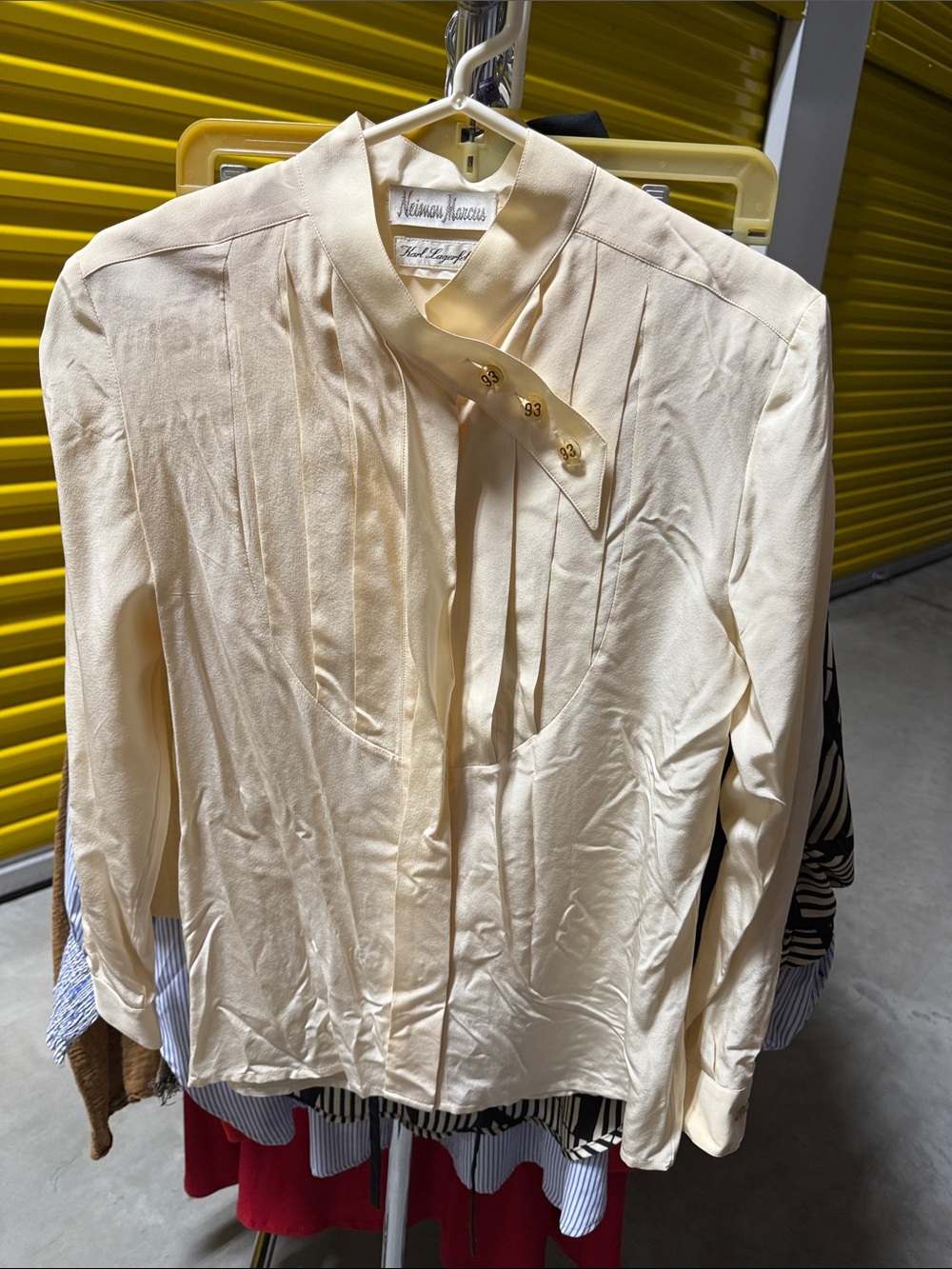 Karl Lagerfield - Neiman Marcus Cream Silk Tie-Neck Jacket